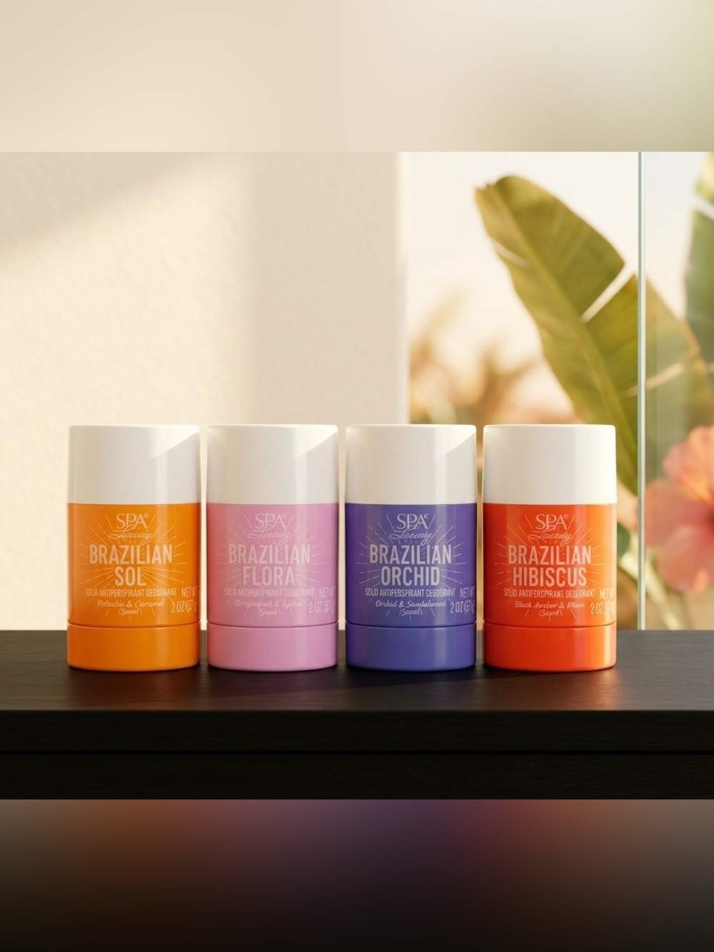 Set of 4 Spa Luxury Deodorant • Brazilian Sol | Flora | Orchid | Flora